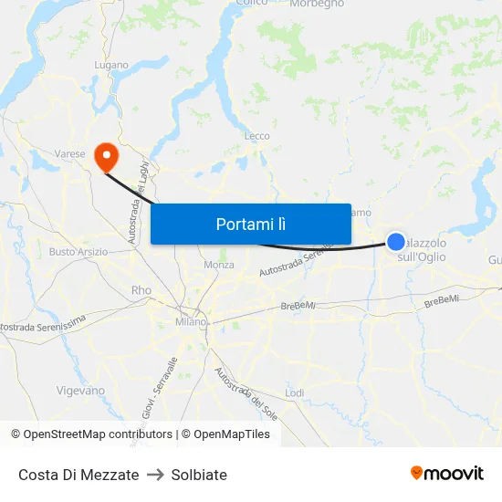 Costa Di Mezzate to Solbiate map