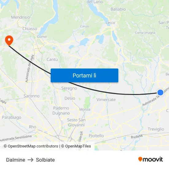Dalmine to Solbiate map