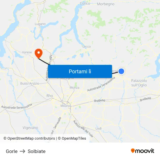 Gorle to Solbiate map