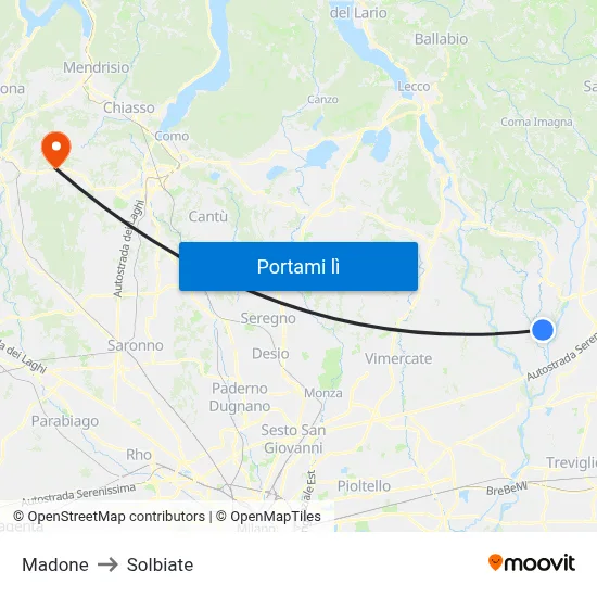 Madone to Solbiate map