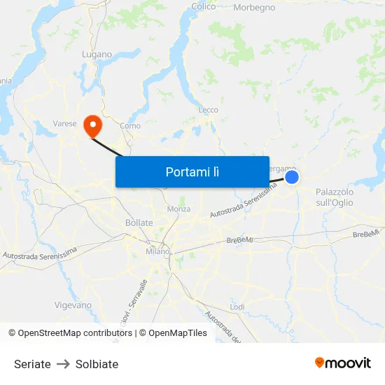 Seriate to Solbiate map