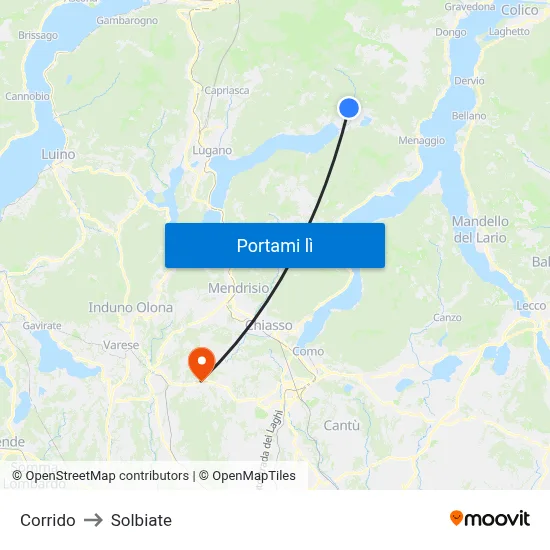 Corrido to Solbiate map