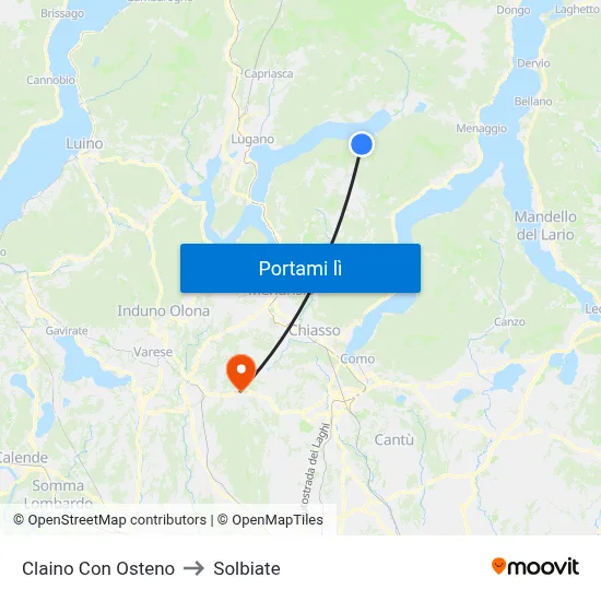 Claino Con Osteno to Solbiate map