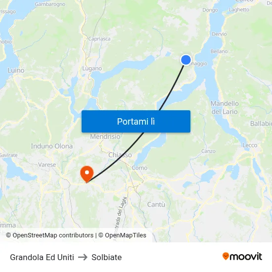 Grandola Ed Uniti to Solbiate map