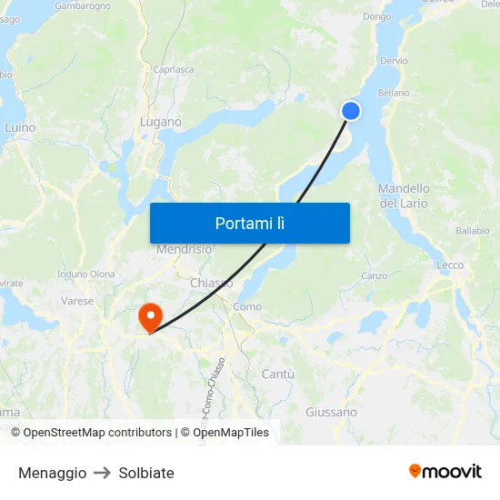 Menaggio to Solbiate map