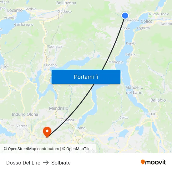 Dosso Del Liro to Solbiate map