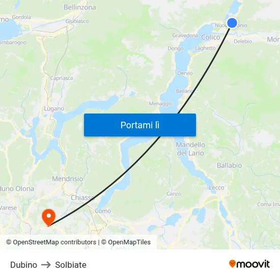 Dubino to Solbiate map