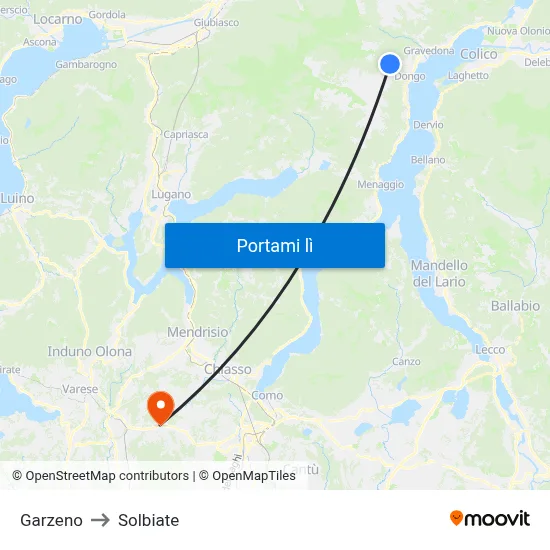 Garzeno to Solbiate map