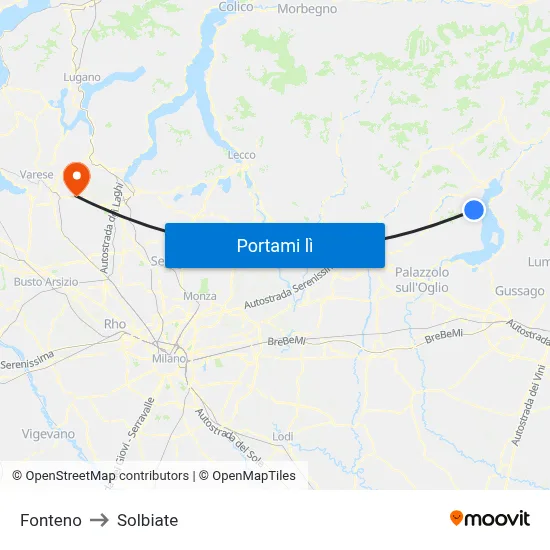 Fonteno to Solbiate map