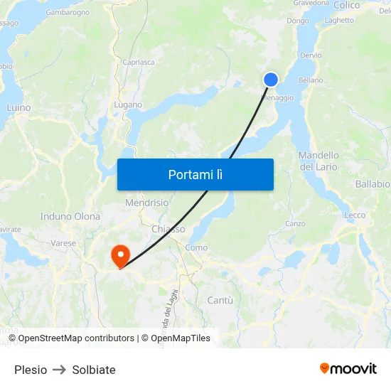 Plesio to Solbiate map