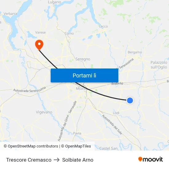 Trescore Cremasco to Solbiate Arno map