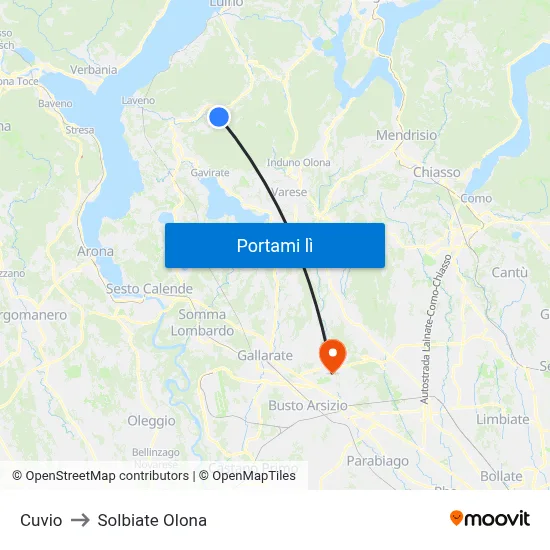 Cuvio to Solbiate Olona map