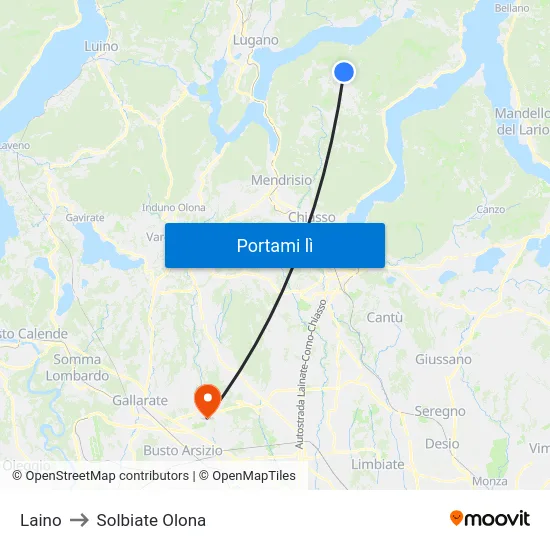 Laino to Solbiate Olona map