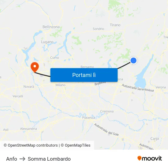 Anfo to Somma Lombardo map