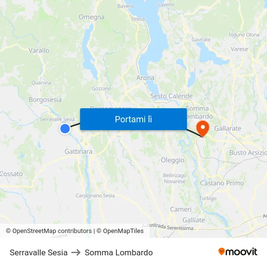 Serravalle Sesia to Somma Lombardo map