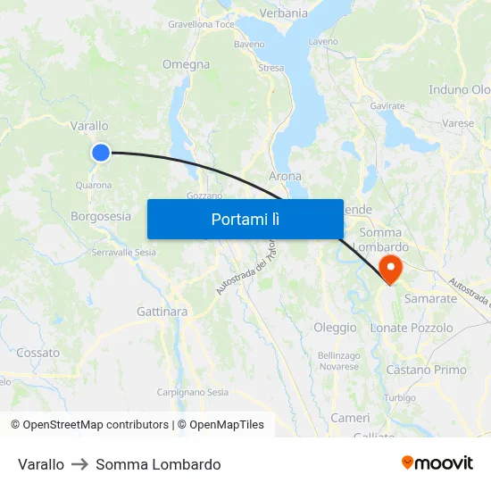 Varallo to Somma Lombardo map