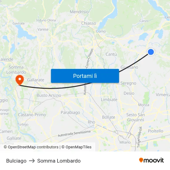 Bulciago to Somma Lombardo map