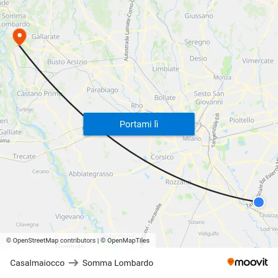 Casalmaiocco to Somma Lombardo map