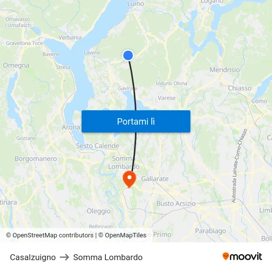 Casalzuigno to Somma Lombardo map