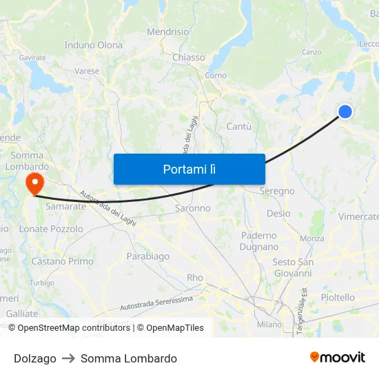 Dolzago to Somma Lombardo map
