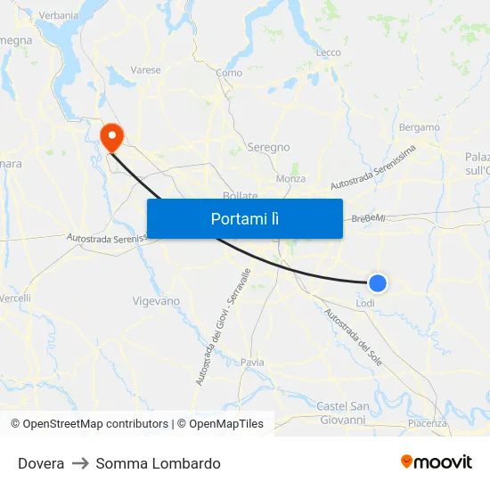 Dovera to Somma Lombardo map
