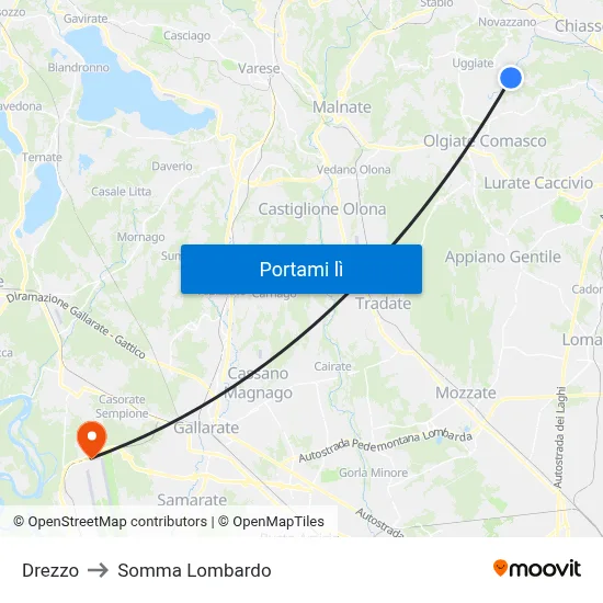 Drezzo to Somma Lombardo map