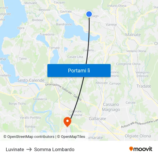 Luvinate to Somma Lombardo map