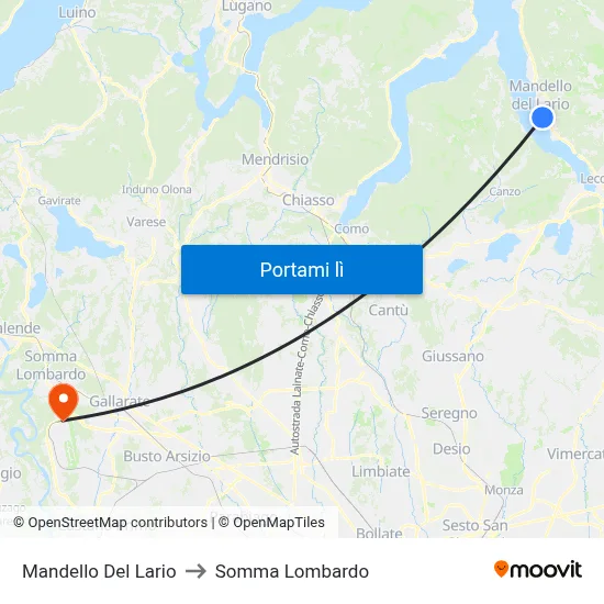 Mandello Del Lario to Somma Lombardo map
