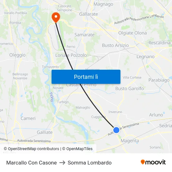 Marcallo Con Casone to Somma Lombardo map