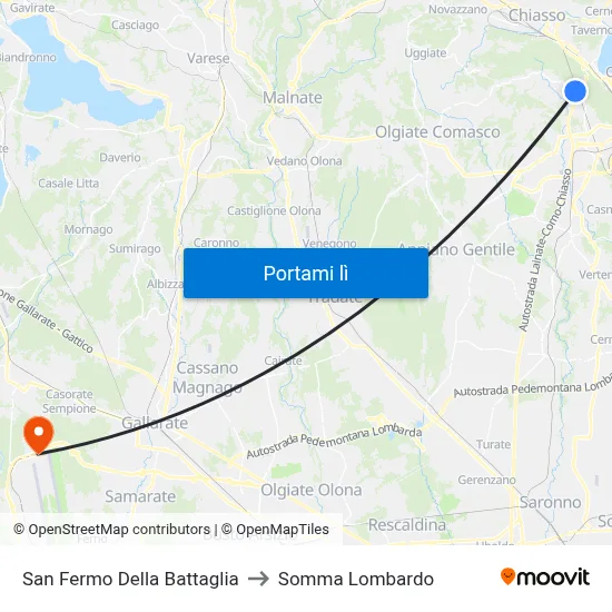 San Fermo Della Battaglia to Somma Lombardo map