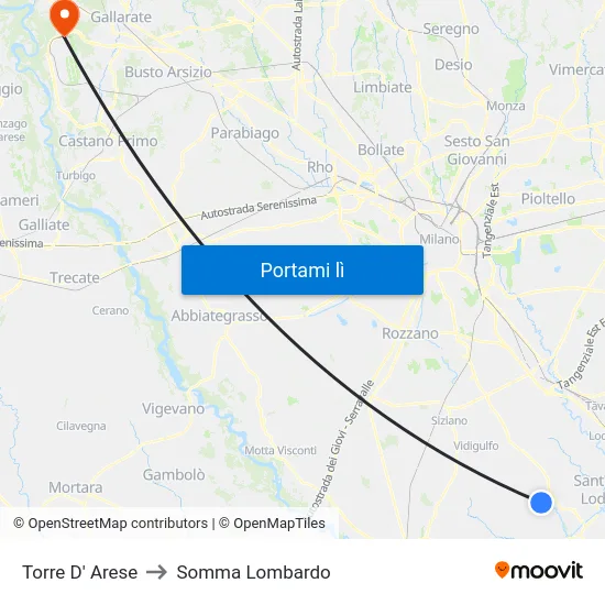 Torre D' Arese to Somma Lombardo map