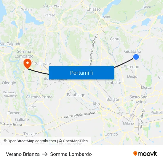 Verano Brianza to Somma Lombardo map