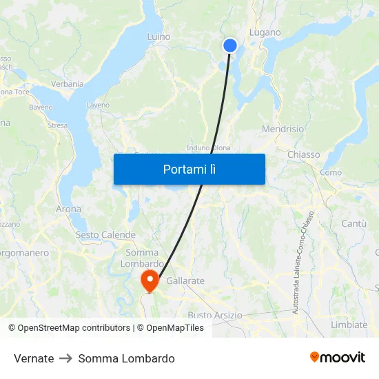 Vernate to Somma Lombardo map