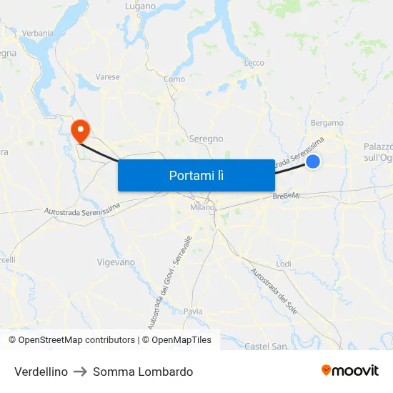 Verdellino to Somma Lombardo map