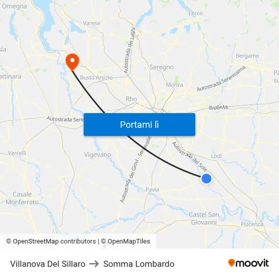Villanova Del Sillaro to Somma Lombardo map