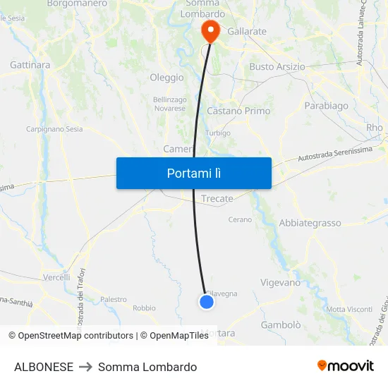 ALBONESE to Somma Lombardo map