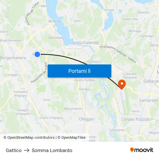Gattico to Somma Lombardo map