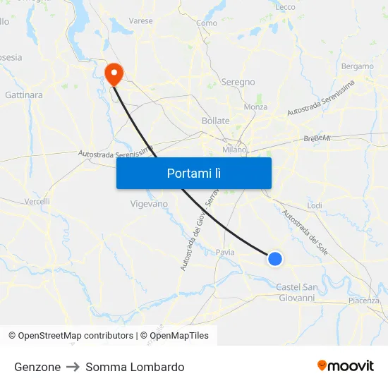 Genzone to Somma Lombardo map