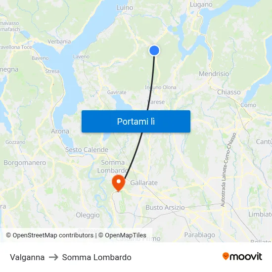 Valganna to Somma Lombardo map