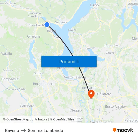 Baveno to Somma Lombardo map