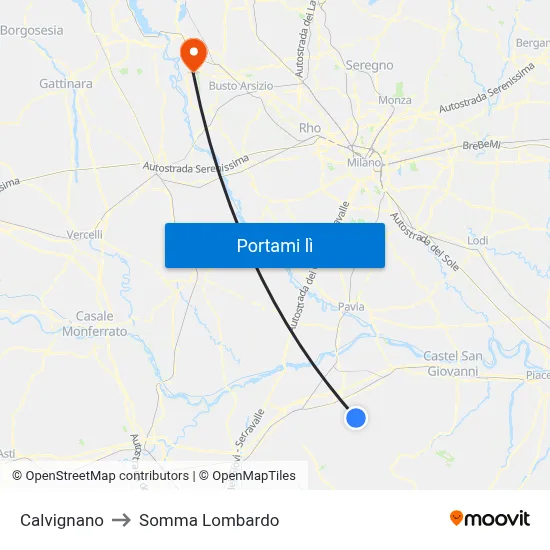 Calvignano to Somma Lombardo map