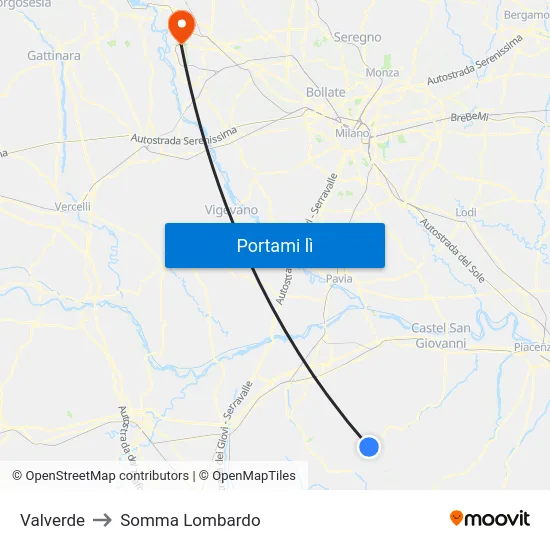Valverde to Somma Lombardo map