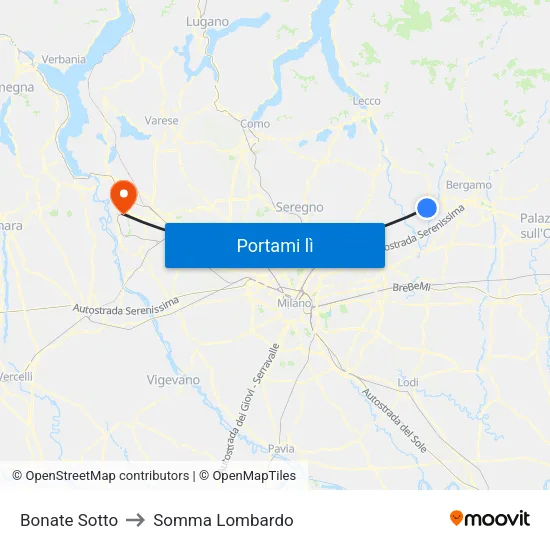Bonate Sotto to Somma Lombardo map