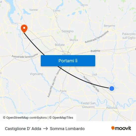 Castiglione D' Adda to Somma Lombardo map