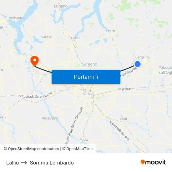 Lallio to Somma Lombardo map