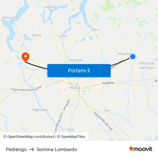Pedrengo to Somma Lombardo map