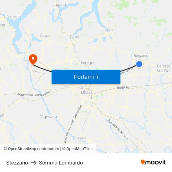 Stezzano to Somma Lombardo map