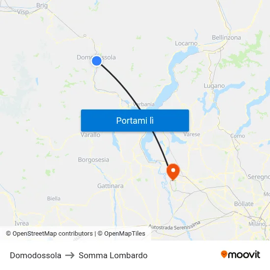 Domodossola to Somma Lombardo map