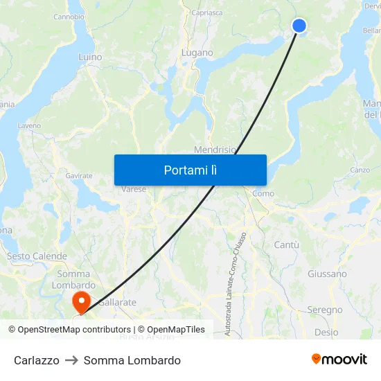 Carlazzo to Somma Lombardo map