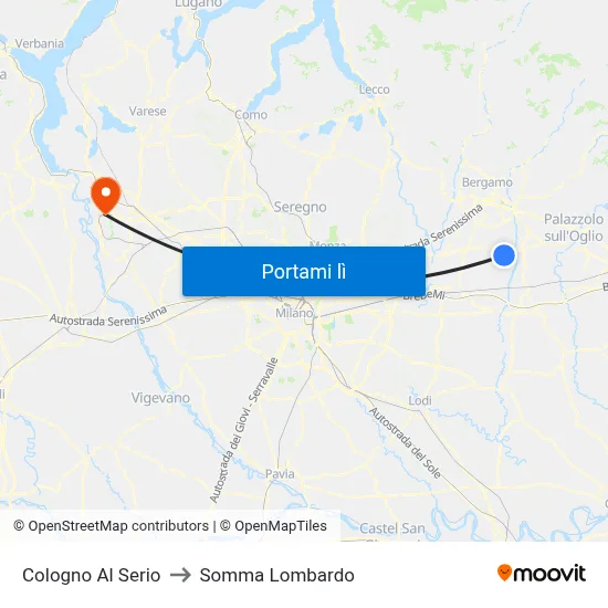 Cologno Al Serio to Somma Lombardo map